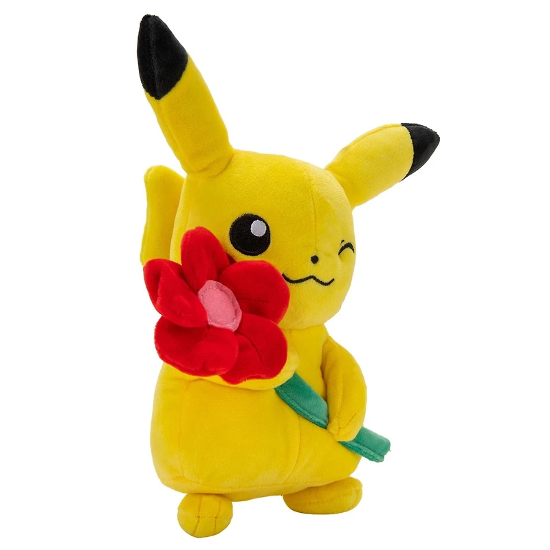 Pokémon 8" Valentines Plush - Pikachu holding Flower