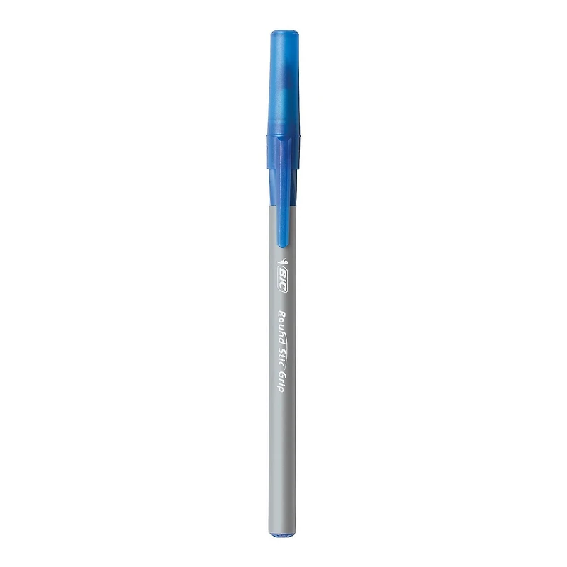 BIC Round Stic Grip Extra Comfort Ballpoint Pen, Medium Point (1.2mm), Blue, Soft Grip For Added Comfort And Control, 8-Count, 8 Count