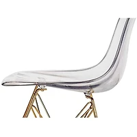 Chaise de salle à manger de style Eiffel avec siège en acrylique et pieds dorés – Lot de 2 chaises transparentes modernes, siège en acrylique transparent, chaises d'appoint élégantes pour salles à man