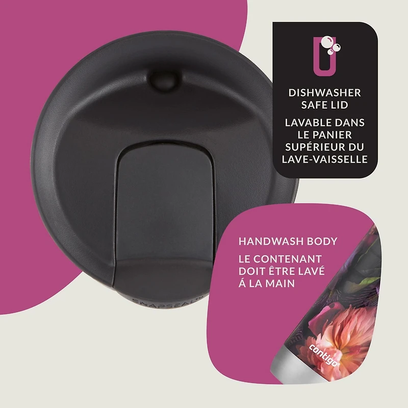 Tasse de voyage isotherme Contigo Huron 2.0, acier inoxydable, 591 mL (20 oz), couvercle SNAPSEAL, couleurs variées paquet de 3