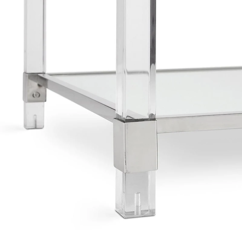 Home Gear Rectangular Silver Coffee Table with Acrylic Legs