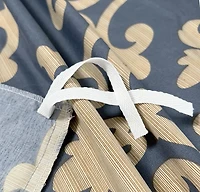 Marina Decoration Soft Silky Rich Printed Rayon from Bamboo All Season Duvet Cover Fitted Sheet Ensemble Bedding Set with Zipper and Corner Tie, Gold Damask Navy Blue Pattern