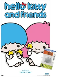 Hello Kitty and Friends: Hello - Little Twin Stars Feature Series Wall Poster with Pushpins, 22.375" x 34"