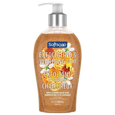 Softsoap Therapy Warming Honey & Brown Sugar Scent Exfoliating Liquid Hand Soap, 384ml.