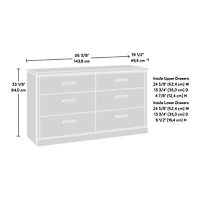 Sauder La Collection Aspen Post Commode 6 Tiroirs en Finition Prime Oak