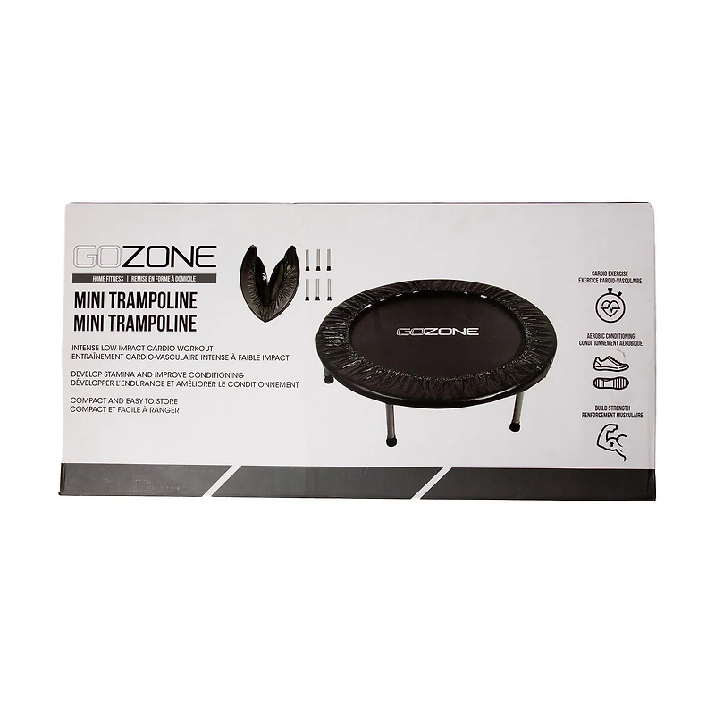 GoZone 36” Mini Fitness Trampoline – Black, With padded frame cover