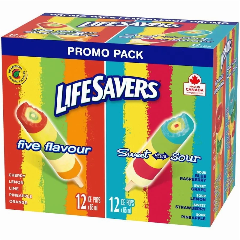 Pops glacés LIFESAVERS assortis 24 x 65 ml