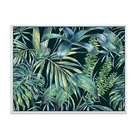 Designart Natural Leaves Exotic On Dark I FLOAT FRAME WALL ART