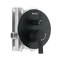 akuaplus® Matte Black 3-Way diverter Pressure Balance Bath Shower Valve Set round w/ 1-Setting Shower head and Spout