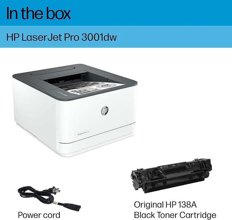 Imprimante monochrome sans fil HP LaserJet Pro 3001dw
