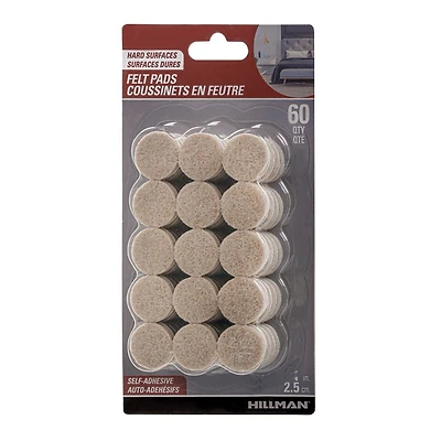 TAMPONS EN FEUTRE 1 "ROND D'AVOINE 60PC FEUTRE 1 RND OAT 60P