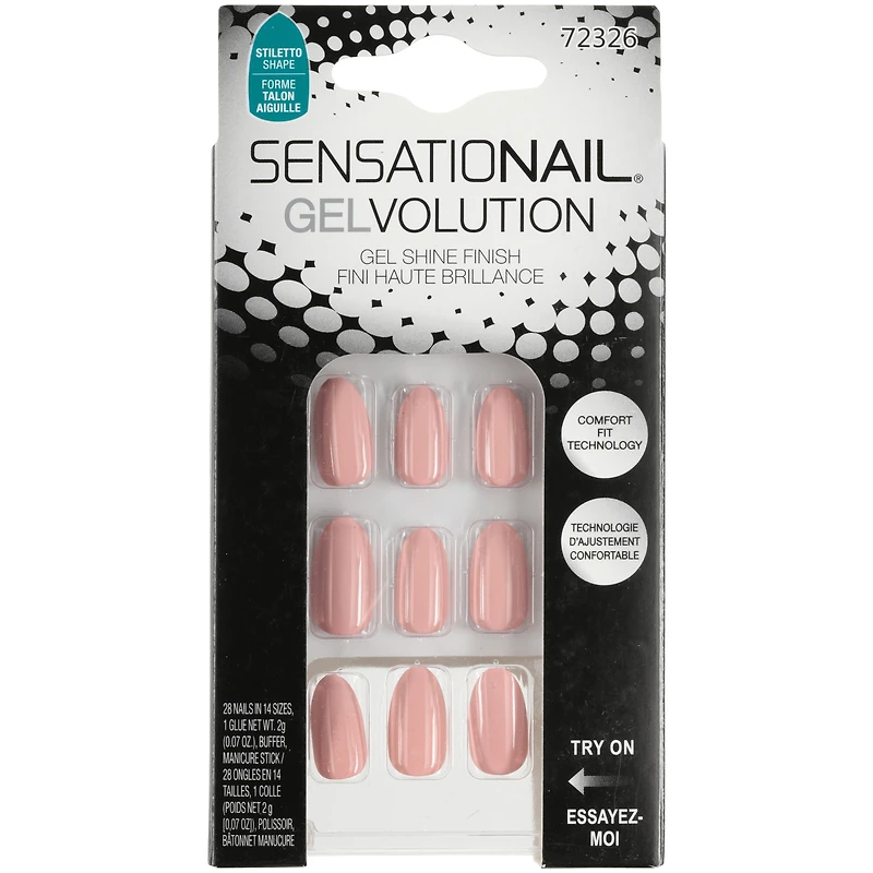 Ongles à coller Gelvolution de SensatioNail au fini haute brillance Talon aiguille