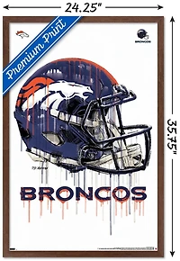 NFL Denver Broncos - Drip Helmet 20 Wall Poster, 14.725" x 22.375" Framed