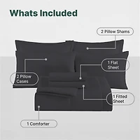 Beddora 7-Piece Bed in a Bag – Includes Comforter, 2 Shams, Flat Sheet, Fitted Sheet & 2 Pillowcases – Ultra-Soft, All-Season, Queen – Forged Iron