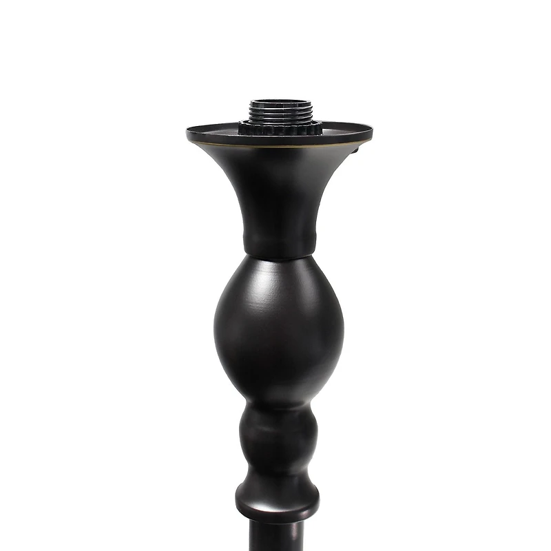 Lampadaire Torchiere Elegant Designs à 1 Lumière avec Abat-Jour en verre marbré blanc, bronze et blanc