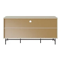 Corliving Hikari Sideboard Buffet Cabinet with 2 Sliding Doors, Sideboard with Open and Close Storage, Accent Sideboard for Dining Room, Living Room, White