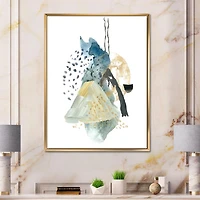 Designart Gouache Of Abstract Landscape With Mountain Moon FLOAT FRAME WALL ART