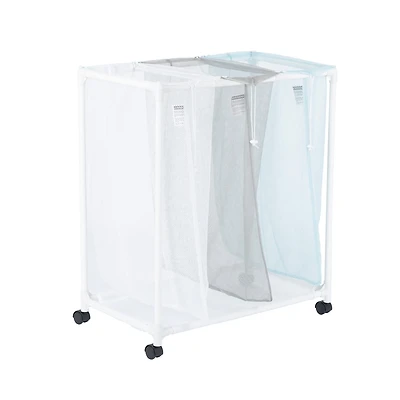 Mainstays 3 Bin Multiple Color Laundry Mesh Sorter for Adult, Rolling Cart for Laundry Room Closet Storage, 4 Wheels, Bags for Sorting Different Items