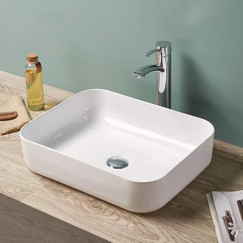 American Imaginations 19.7-in. W Above Counter White Bathroom Vessel Sink For Deck Mount Deck Mount Drilling AI-28674