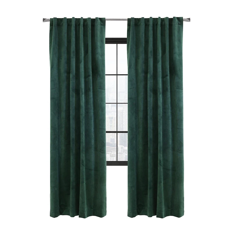 Loft Living Sicily Room Darkening Dual Header Single Curtain Panel 50 x 84 in Dark Green