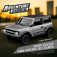Adventure Force 1:64 Scale RC Nano Racer Ford Bronco Grey, Rechargeable Mini Remote Control Car with Lights – Red, Ages 6+