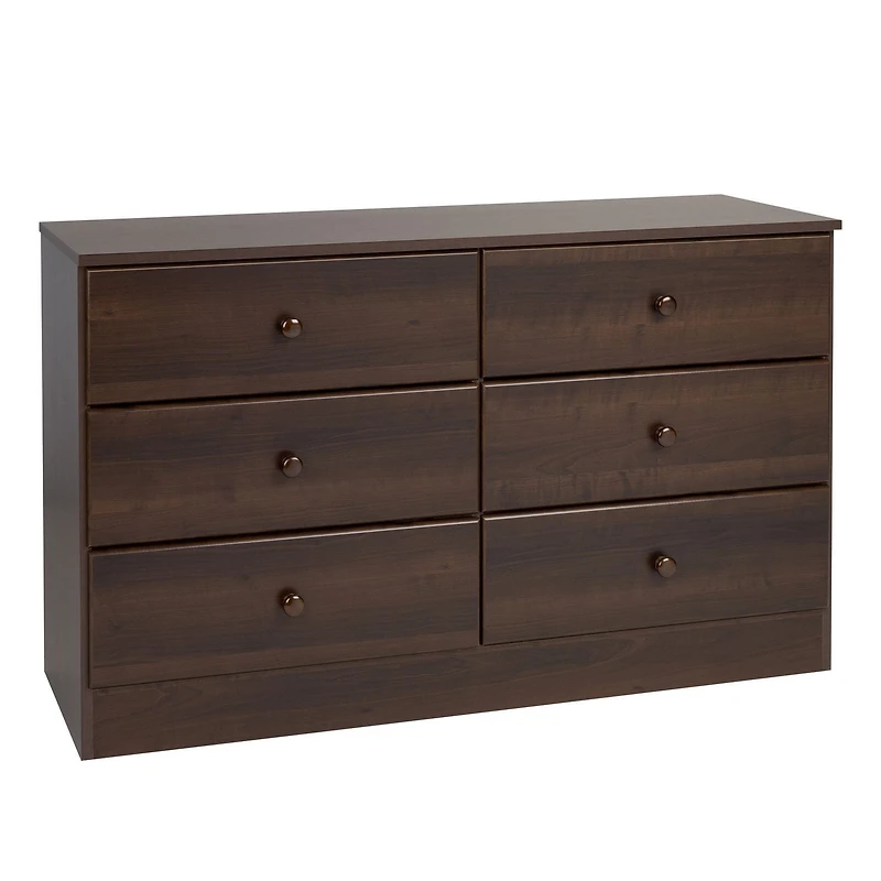 Commode Astrid de Prepac à 6 tiroirs en fini expresso                       