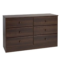 Commode Astrid de Prepac à 6 tiroirs en fini expresso                       