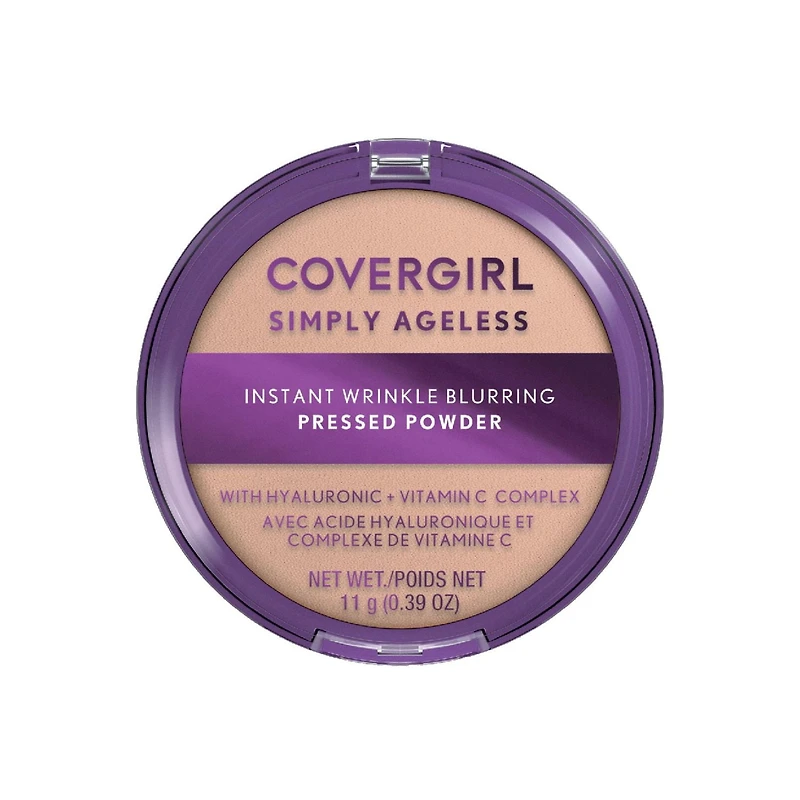 COVERGIRL - Simply Ageless Instant Wrinkle Blurring Pressed Powder, with hyaluronic acid & vitamin C - Mattifying, Hydrating Formula, 100% Cruelty-Free, Creamy pressed powder