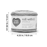Red Heart® Roll With It Sparkle™ Yarn, Acrylic #4 Medium, 5.3oz/150g, 561 Yards, Acrylic #4 Medium Yarn