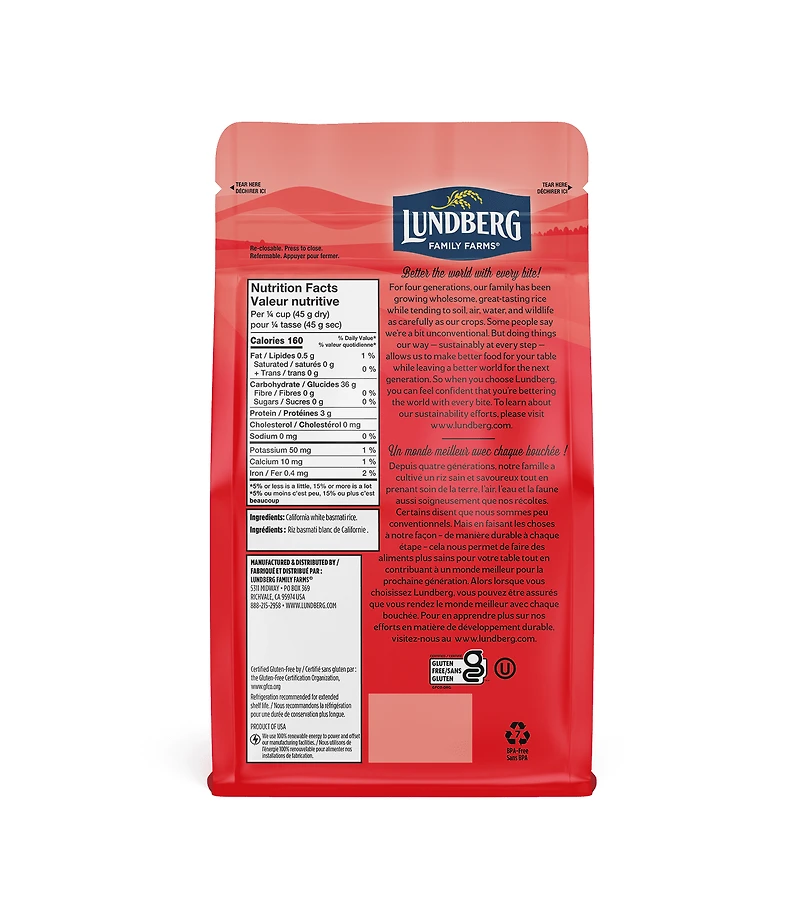Lundberg White Basmati Rice, 907g