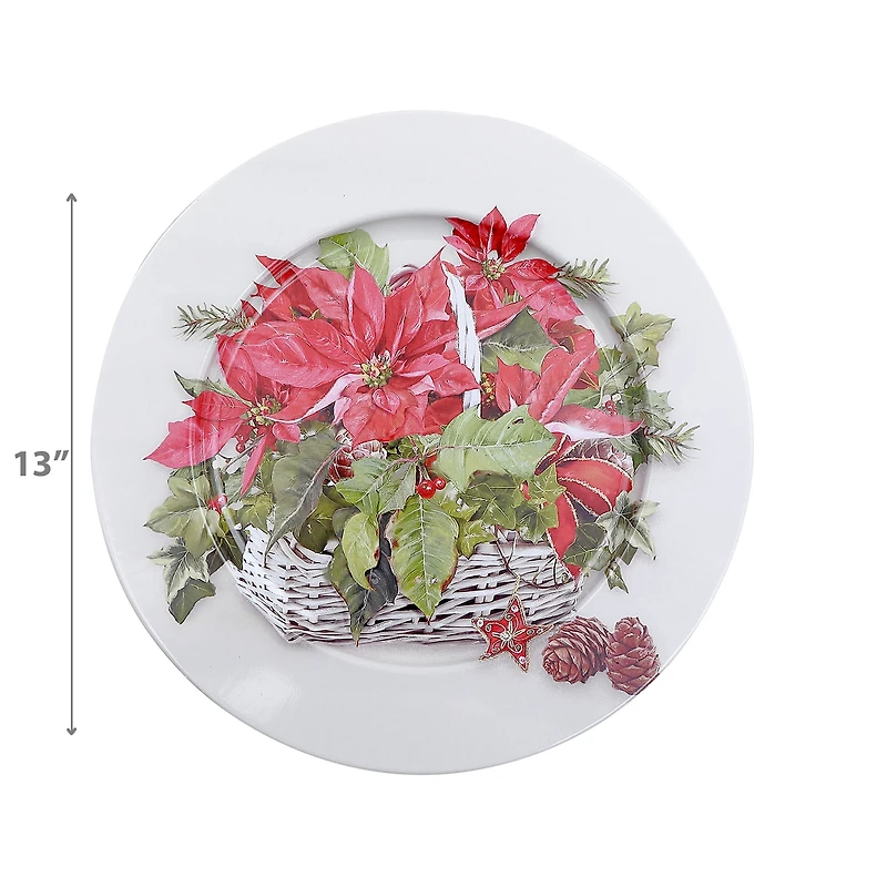 Printed Metal Charger Plate (Poinsettia) (13") - Set of 12