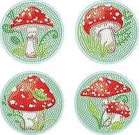 DIAMOND DOTZ® Sous-verres Champignons Édition Spéciale Kit d'art Broderie Diamant Taille des sous-verres: 4 pouces, Rond