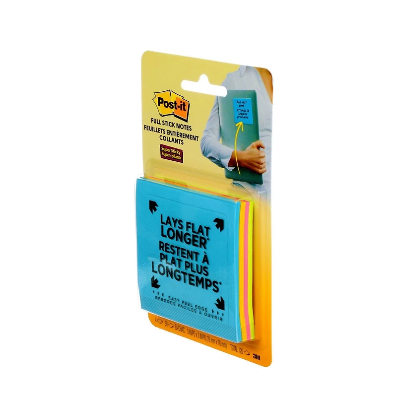 Post-it® Super Sticky Full Adhesive Notes, Rio de Janeiro Collection, 3 in x 3 in (7.6 cm x 7.6 cm)