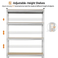 Fullfurnique 73.5″ Height 5 Tiers Adjustable Boltless Storage Shelf, Silver
