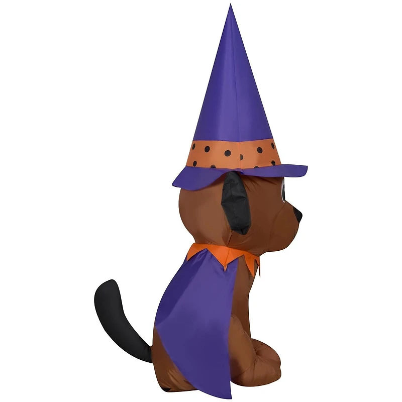Gemmy Halloween Inflatable Dog in Witch Hat