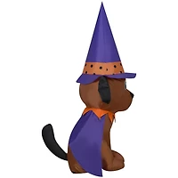 Gemmy Halloween Inflatable Dog in Witch Hat