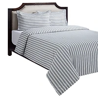 HOMETRENDS 2-Piece Blue Stripe Duvet Cover Set, Twin, 100% Cotton