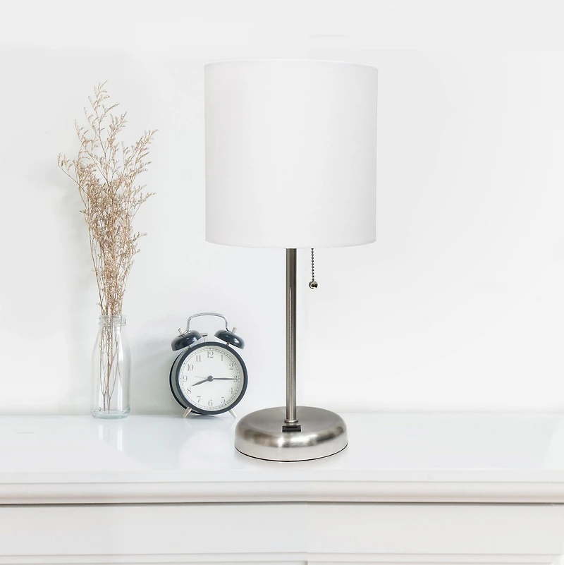 LimeLights Lampe bâton avec port de chargement USB et ensemble de 2 abat-jour en tissu