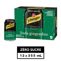 Schweppes Ginger Ale Zero Sugar 12 x 355 mL, Cans, 12x355mL