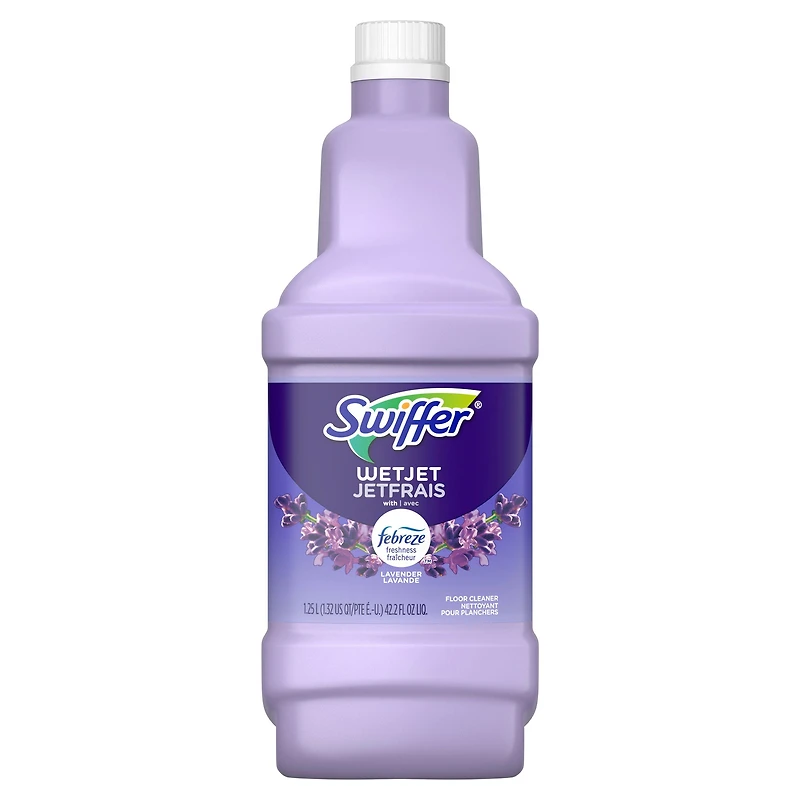 Swiffer WetJet Vadrouille à Vaporisation Nettoyant Liquide pour Planchers Tout Usage et en Bois Franc Recharge, Lavande Vanille & Confort