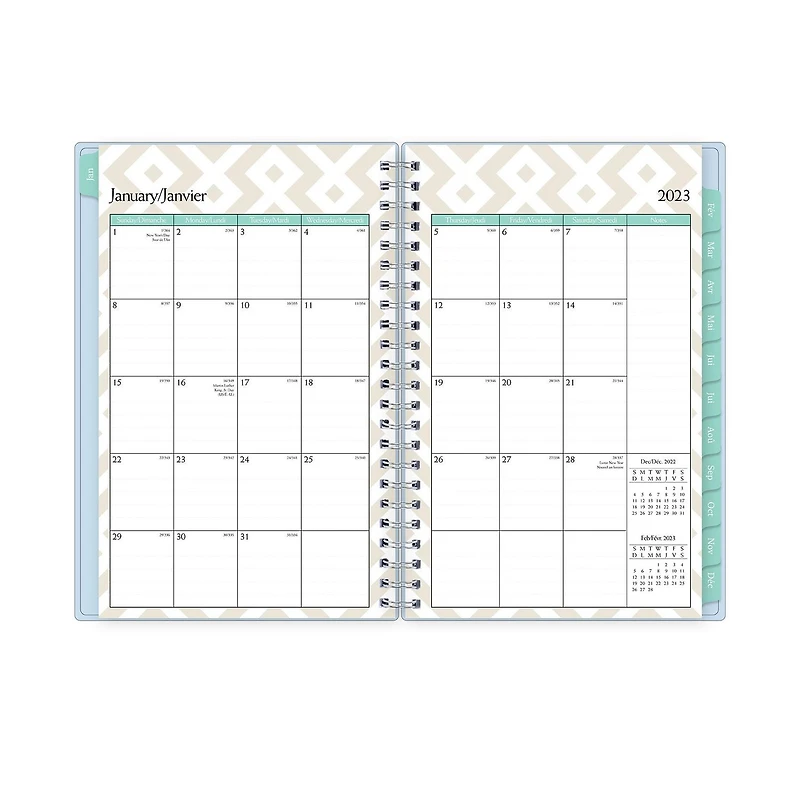 2023 Weekly Monthly Planner, 5x8, Blue Sky, Solid Morning Blue