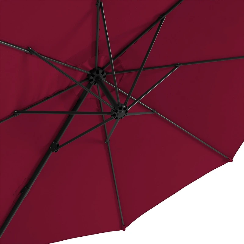 Parasol d'extérieur inclinable et rotatif CorLiving de 9,5 pieds avec cadre en aluminium et acier et auvent durable
