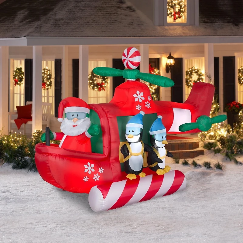 Animated Airblown Helicopter with Skydiving Penguins
