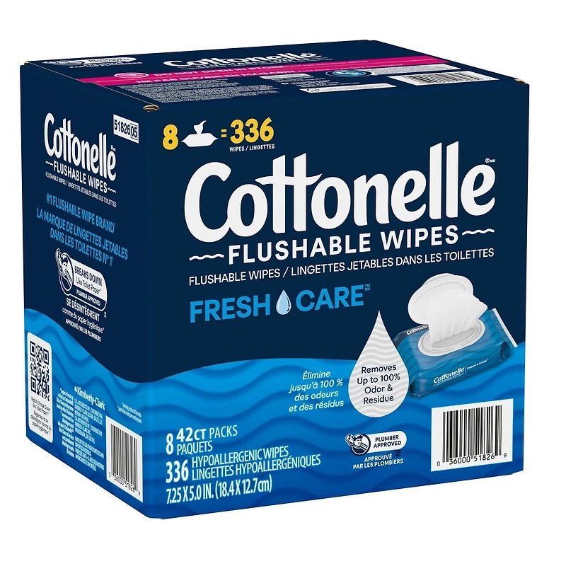 Cottonelle Paquet Rabattable de Lingettes Humides Jetables 336 Unites