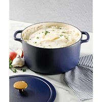 Sur La Table Millau Faitout en fonte émaillée avec couvercle, marin mat, rond, 5,5 Qt