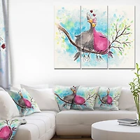 Design Art Deux Oiseaux Amoureux Sur La Branche Art Sur Toile