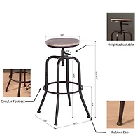 Homylin Ensemble de 2 barstools, chaises de comptoir modernes sans dossier à hauteur réglable de 27.2" à 30.3", ensemble de chaises de bar rondes pour cuisine, salle à manger, bar, pub, petit déjeuner