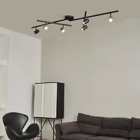 Rail d’éclairage pliable à six têtes et à DEL intégrées Wilma, noir mat