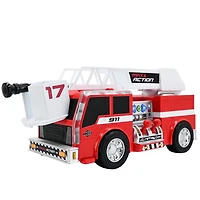 Camion de pompiers 2-en-1 Maxx Action avec commandes joystick, lumières, sons de sirène, déplacement motorisé et échelle pivotante à 360° MAXX ACTION Camion de pompiers