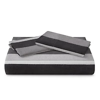 Marina Decoration Ultra Soft Silky Zipper Rich Printed Rayon from Bamboo All Season Duvet Cover Set with Pillowcases, Black Grey Stripes Pattern